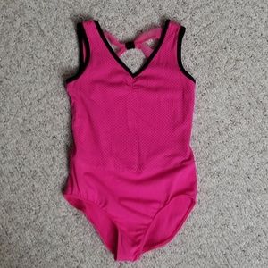 Girls pink leotard w mini polka dots